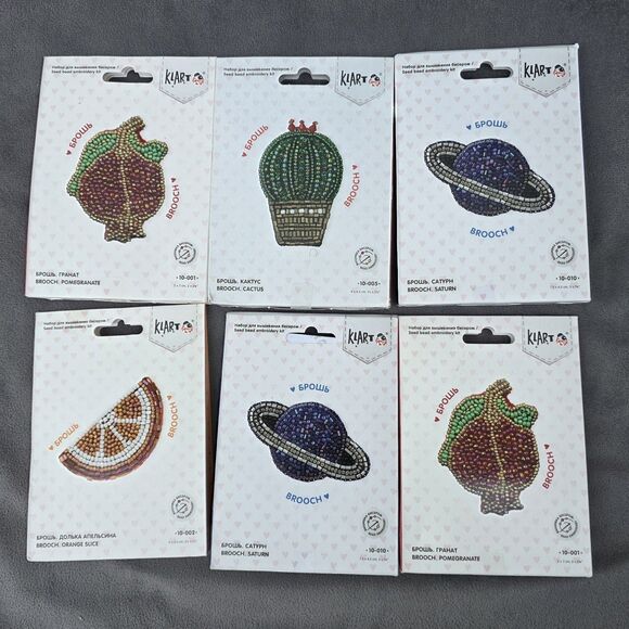 Lots 8 DIY Cross Stich Klart Brooches Kits - Picture 3 of 9